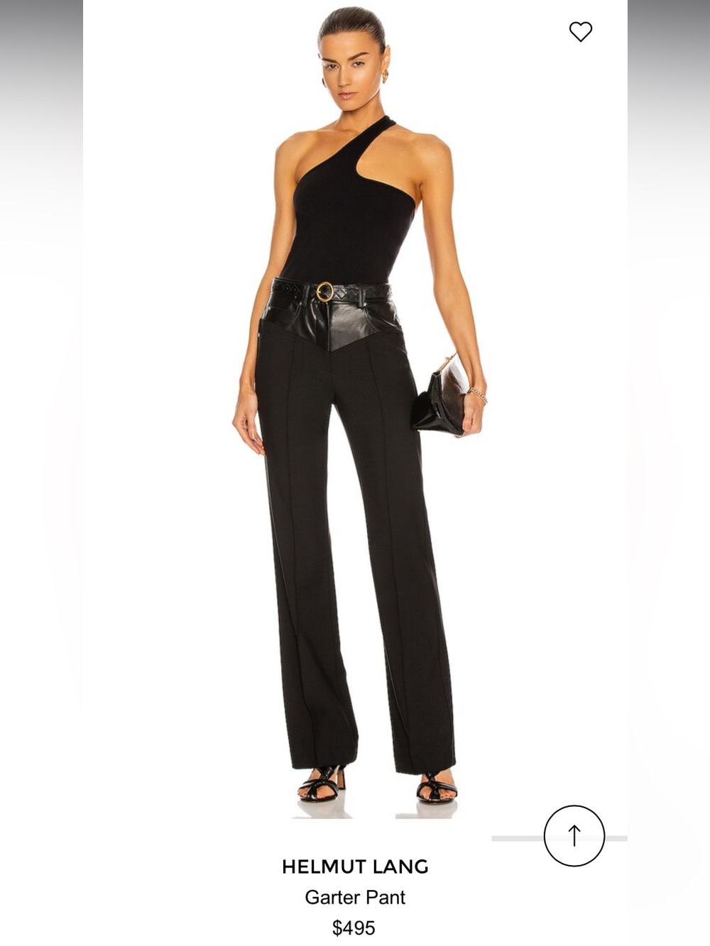 Helmut Lang Black High-Rise Garter Trousers with Faux-Leather Waist